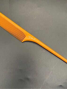 Long Tapered Rat Tail Pointed Hair Comb “Hip Hop” Orange Fine Tooth 9 1/8